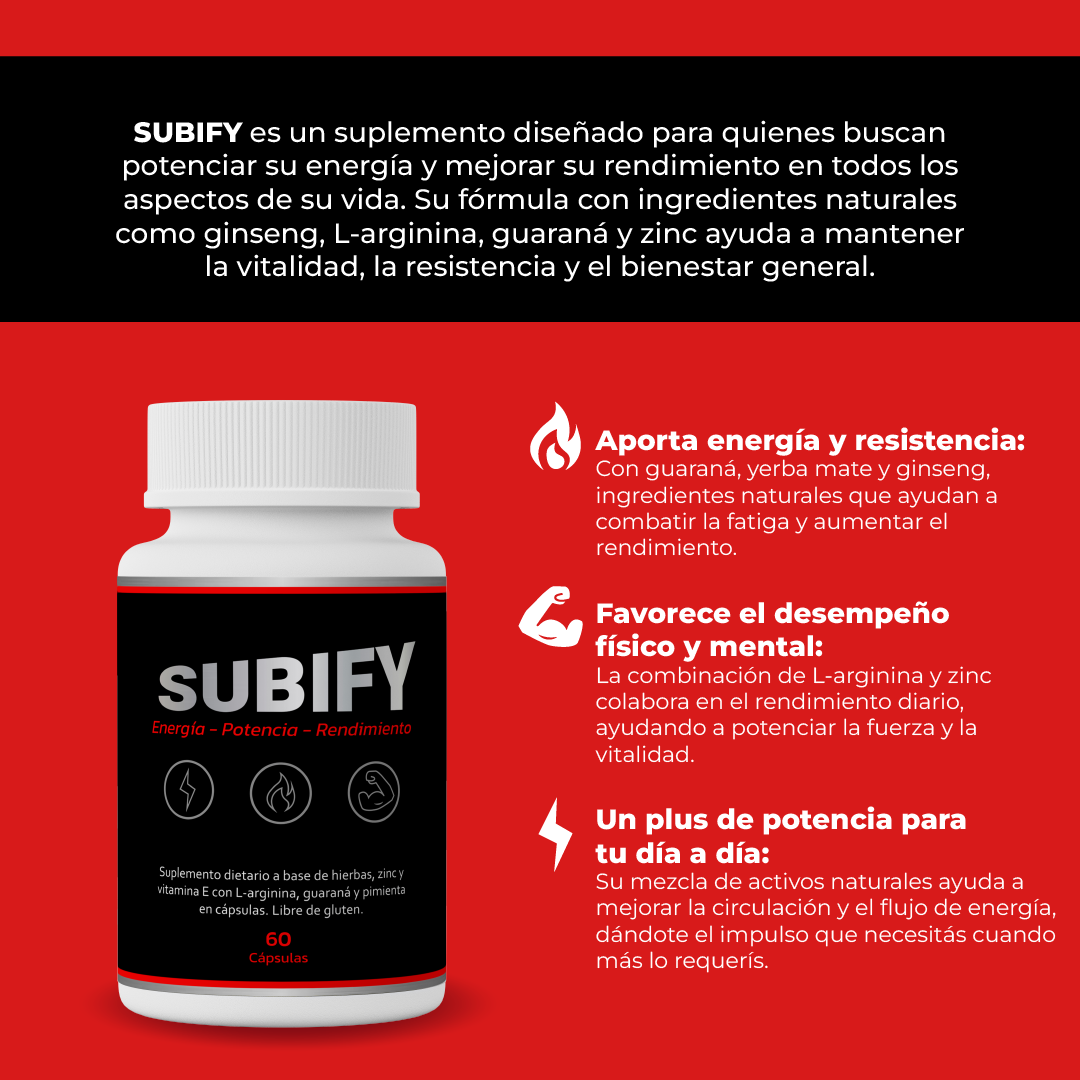 SUBIFY - Potencia, Energía y Rendimiento - 60 Cápsulas