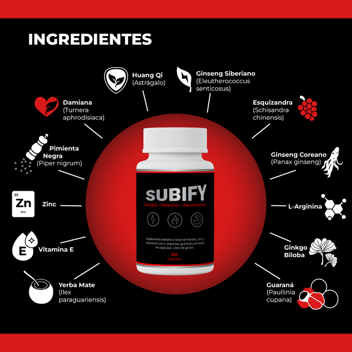 SUBIFY - Potencia, Energía y Rendimiento - 60 Cápsulas